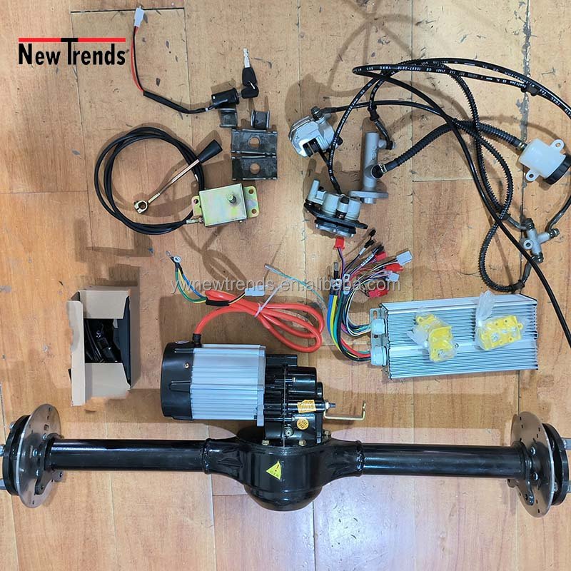 1800W 48V 60V 72V Brushless Differential Motor for Electric Cart Drum Brake Disc Brake Rear Axle Assembly